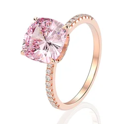 Fashion women gold plated 18k engagement ring rose gold gemstone 925 sterling silver pink diamond ring wedding