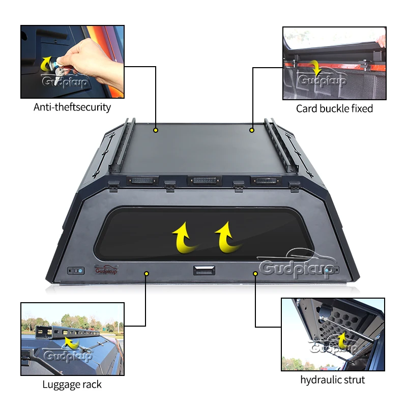 4x4 Pick Up Lightweight Steel Pickup Truck Canopy Topper Camper for Toyota Hilux Ford Ranger F150 Dmax