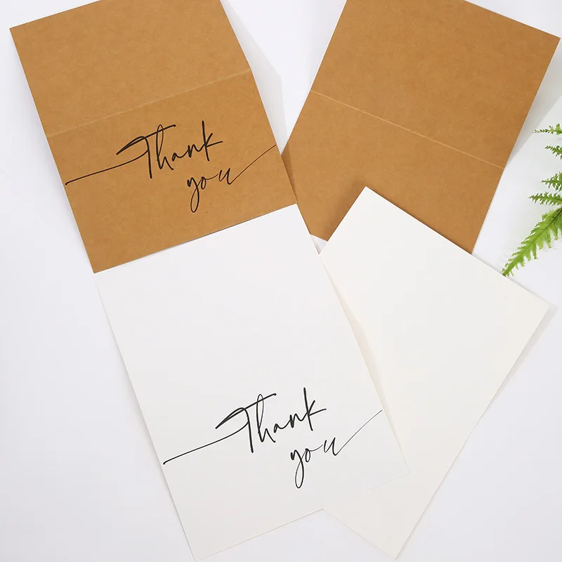Luxury Greeting Card Exclusive Writing Postcard Gift Card Custom Personalized Kraft fold paper thank you card with envelop