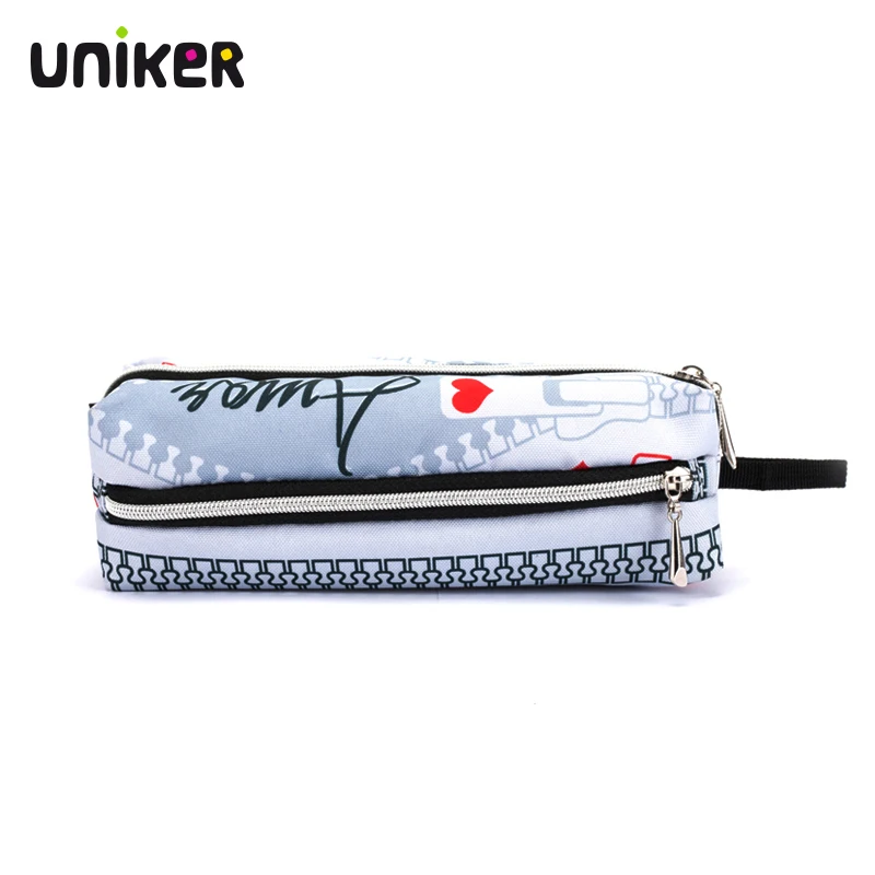 UNIKER 3 Layers Stationery Pouch Pencil Case With Pocket