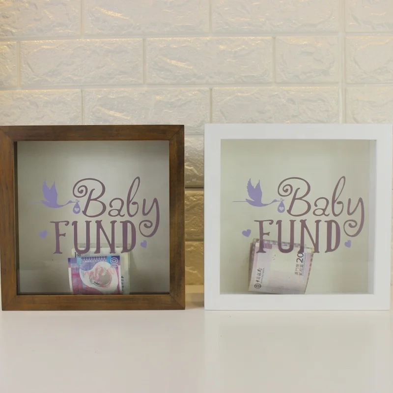 High quality wholesale coin money bank Fund wooden shadow box picture photo Frame For Home Decor