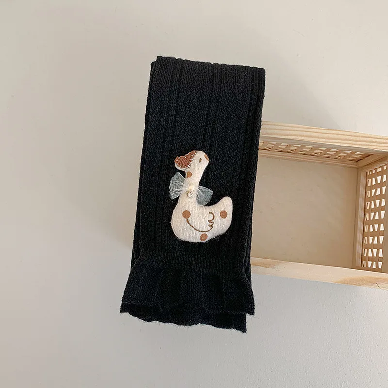 New Style Spring New Style Korean Sweet Ruffle Princess Pants Soft Cotton Funny Cartoon Goose Dolls Kids Girls Leggings