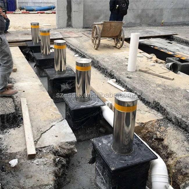 304 stainless steel full automatic crash rated hydraulic electric rising bollards for car access