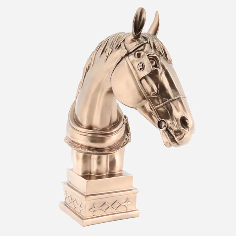Hot Lucky Horse Head Statue Resin Crafts Horse Decoration Resin Animal Sculpture Art Craft Nordic Home Decoration Accessories