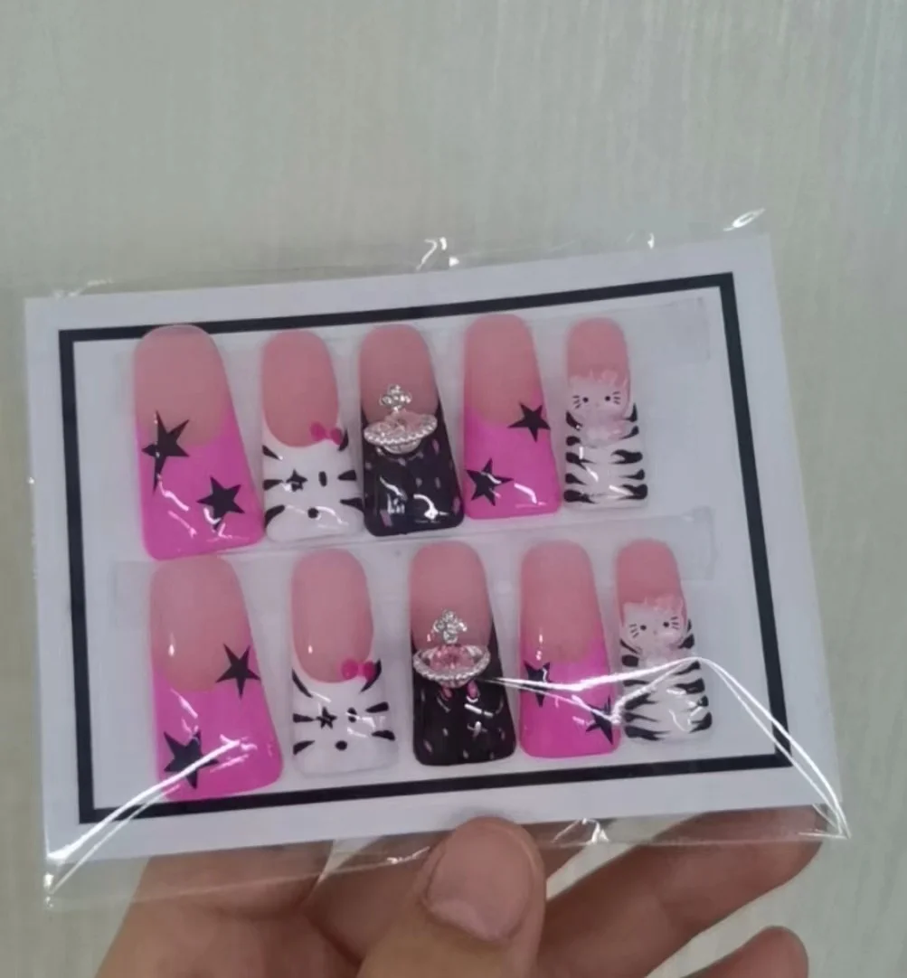 New Discount Custom False Nails Luxury Long Coffin French Ballerina Press On Nails For Women