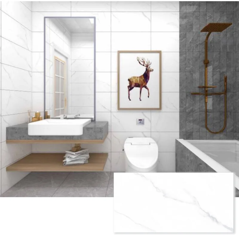 Guangdong Cheap price wholesale shower kitchens floor house bathroom marble wall ceramic porcelain tile white