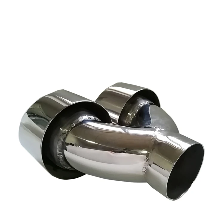 Universal T304 stainless steel Mirror Polished Double Layer 2.5 inch inlet 4.0 inch outlet exhaust silencer muffler tip tailpipe