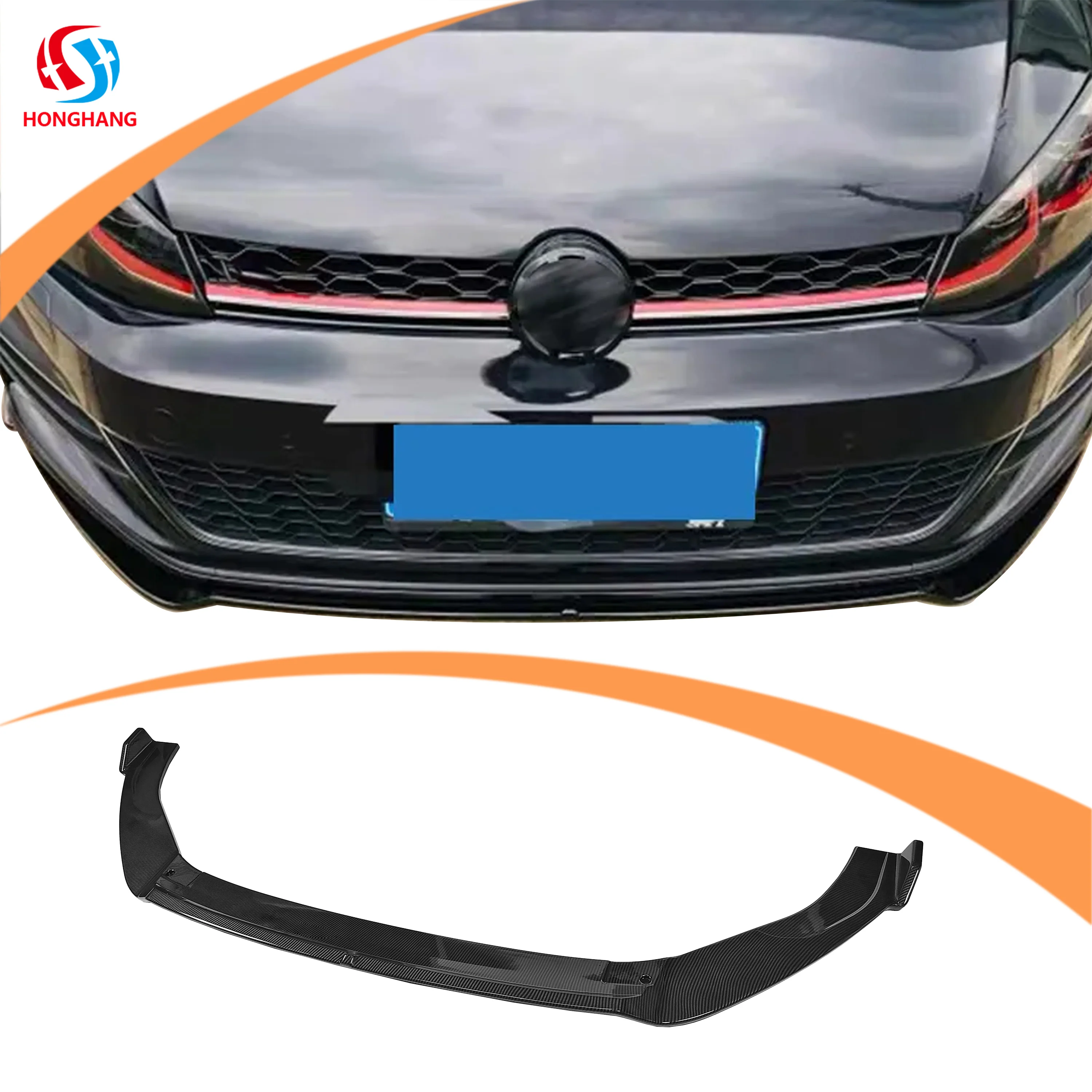 Honghang Manufacture Autlaco Spare Parts Body Protecter Front Bumper Lip Splitter Jiangsu VW Standard Carbon Black Vw Golf 7 ABS