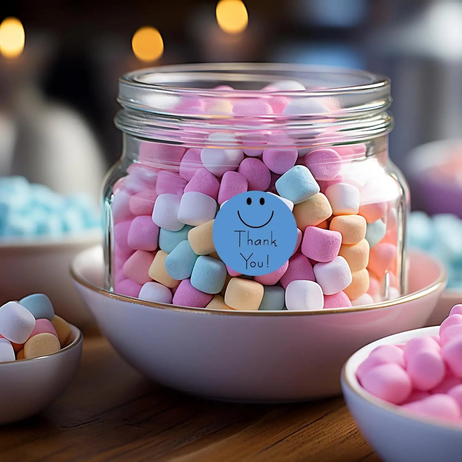 Factory Wholesale Customized Size Business Packaging Labels Smiley Thank You Label Stickers