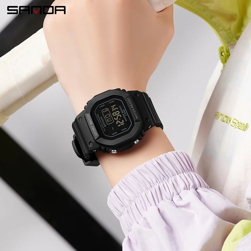 SANDA 393 Student Sport Watches Men Ladies Digital Watch 5bar Waterproof Countdown Date LED Electronic Wristwatch Clock Gift