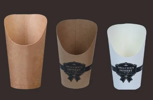 Custom printing PE coated kraft  paper cup diagonal cup / french fries cup