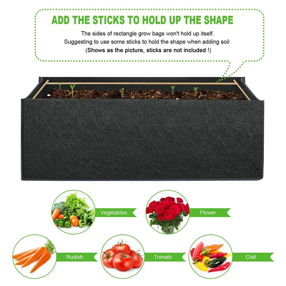 Hot seller 38 Gallon 400g Thickened Non-woven Fabric Raised Garden Bed Square Flower Planter Grow Bag