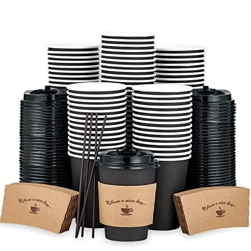8/12/16/22OZ Wholesale Iced Paper Coffee Cups Disposable Eco Friendly, Disposable Coffee Cups With Lids
