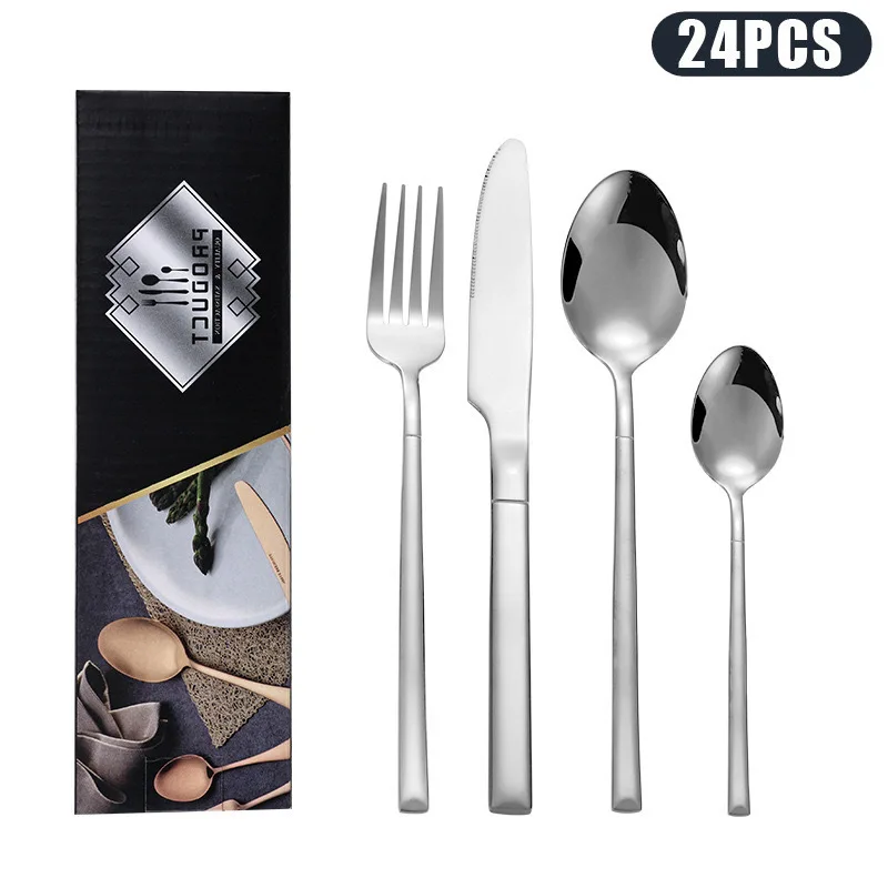 Hot Sales Stainless Steel Wedding Fork Spoon and Knife Set Bamboo Handle Stainless Steel Cutlery