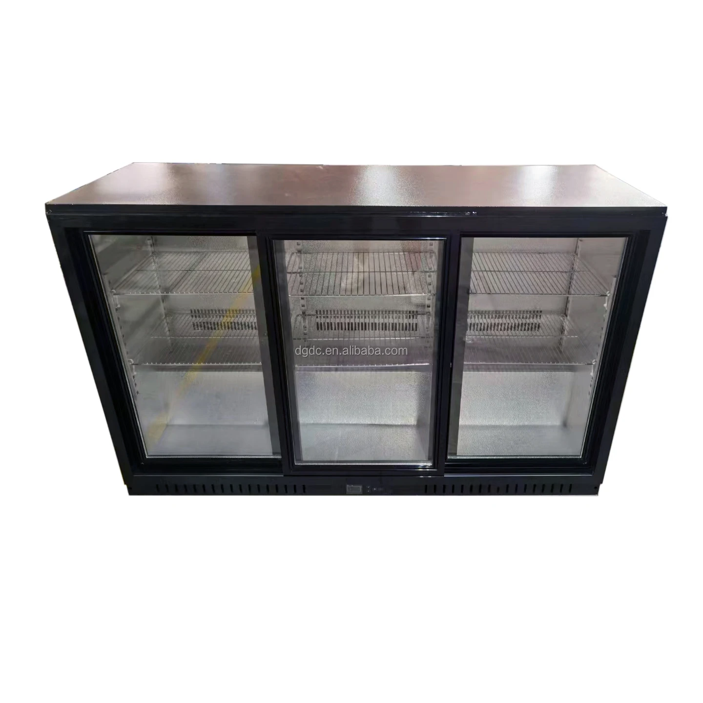 3 Sliding Glass Door Black Stainless Steel  Beverage Display Refrigerator Back Bar Beer Cooler