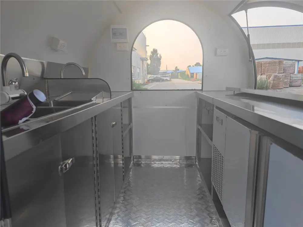 US mobile towing trailer 3 compartment water sinks set 7.2 ft free color painting fashion trailer truck for sale