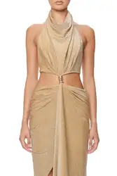 Custom aphrodite sexy halter backless anomalous gold club party womens bodycon dress