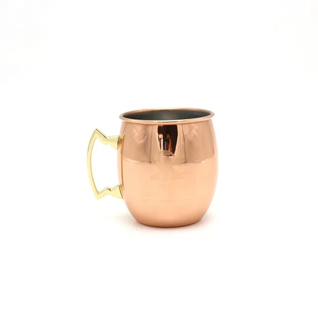 16oz Food Safe Handcraft Moscow Mule Barrel Copper Rose Gold Plated Drink Coffee Beer Cocktail Vodka Mint Julep Tea Mug Pint Cup