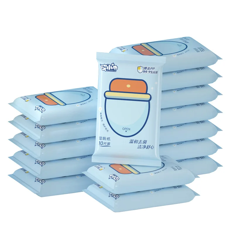 wholesale wet tissue paper 10pcs free sample custom your logo bamboo biodegradable flushable toilet wet wipes