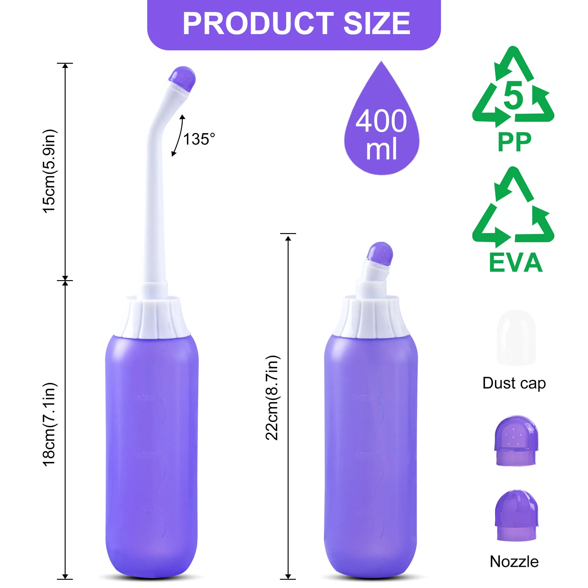 400 ml Travel Bidet Bottle Personal 120 Degree Hygiene Cleaning Device Sprayer Personal Cleaner Bottle Portable Bidet