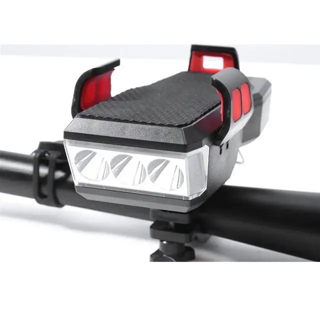 4 в 1 передние фонари для велосипеда держатель для мобильного телефона USB перезаряжаемый светодиодный Передний фонарь для электрического велосипеда 130 дБ
