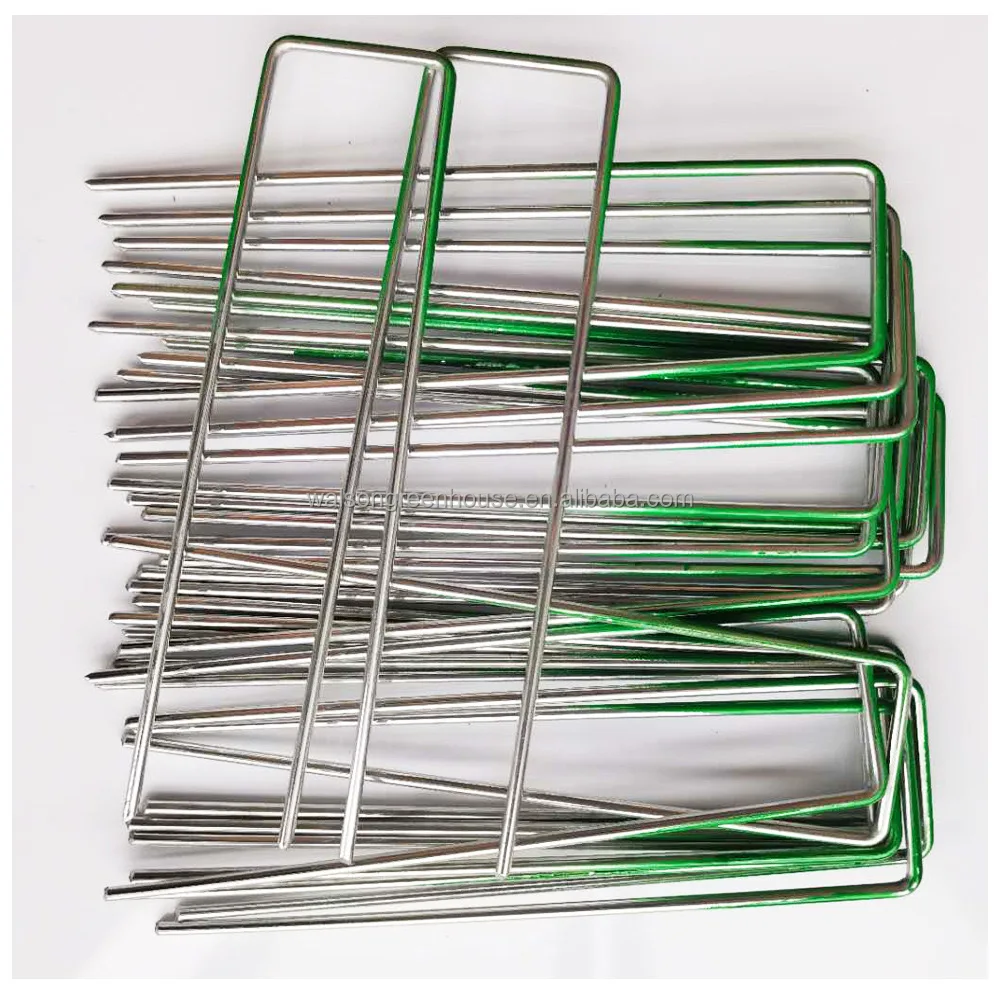 Cheap price Galvanized anti-rust pins 11 Gauge flat top U sod Staple lawn U staple Nail Artificial Grass Galvanized Turf Nail