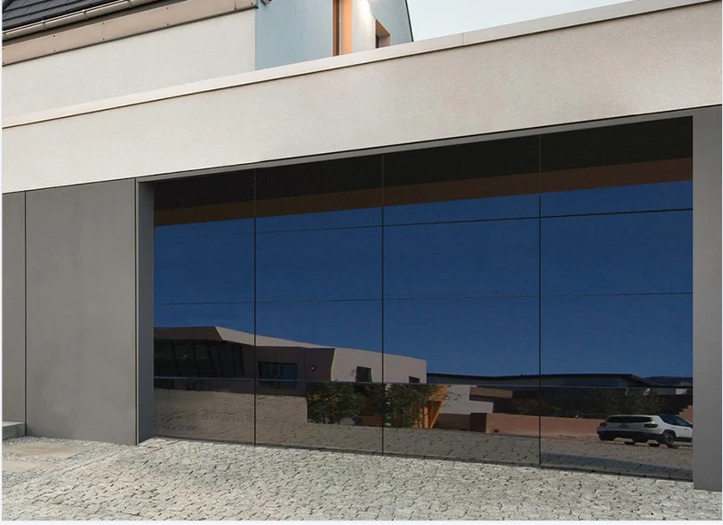 factory price  frameless Aluminum Reflective Glass Mirror Garage Door sectional garage door rollling up