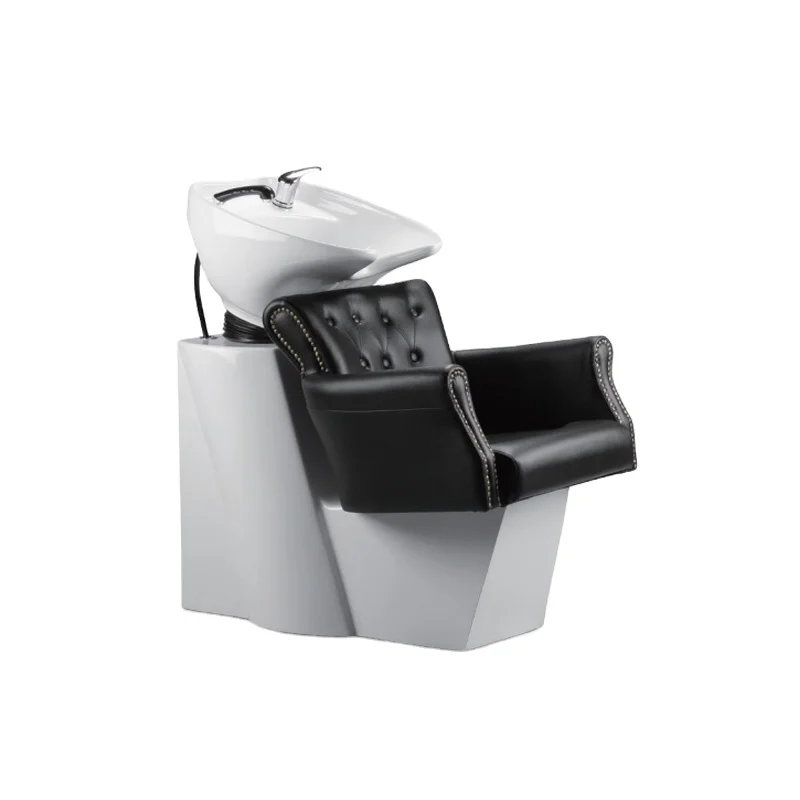 Backwash Barber Shampoo Chair Ceramic Bowl Sink Unit Station Salon Spa Equipment Backwash Barber Shampoo Chair Ceramic Bowl Sink