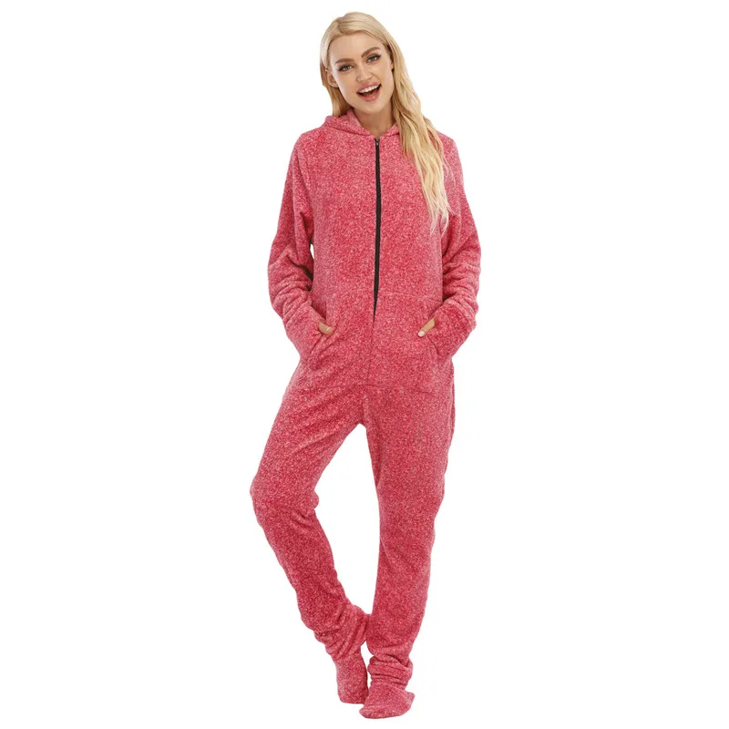 Wholesale Soft 100% Polyester Jumpsuit Onesie Womens Adult Fleece Winter Pajama Custom Woman Onesie