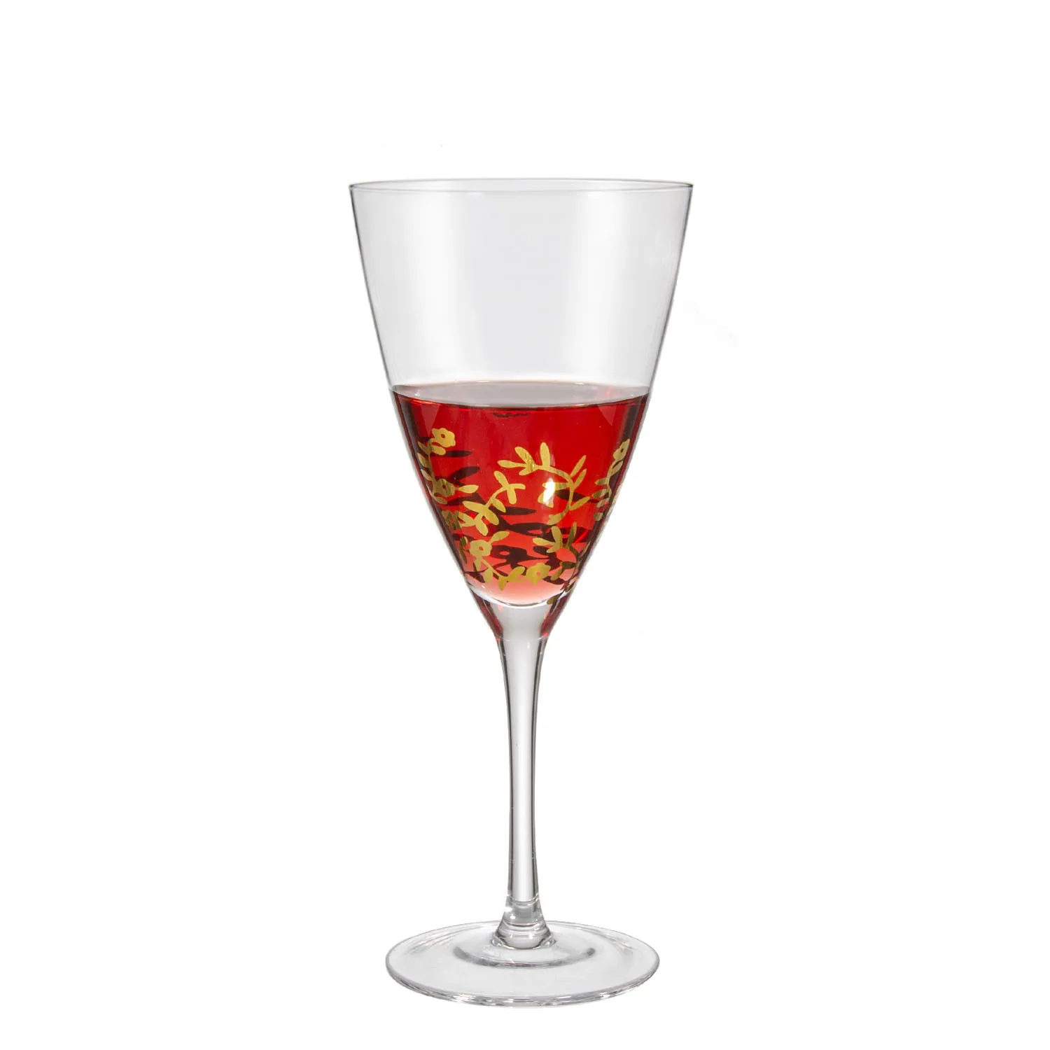 Wholesale custom Hand Blown Lead Free Crystal gold printed red wine glasses goblet set for wedding