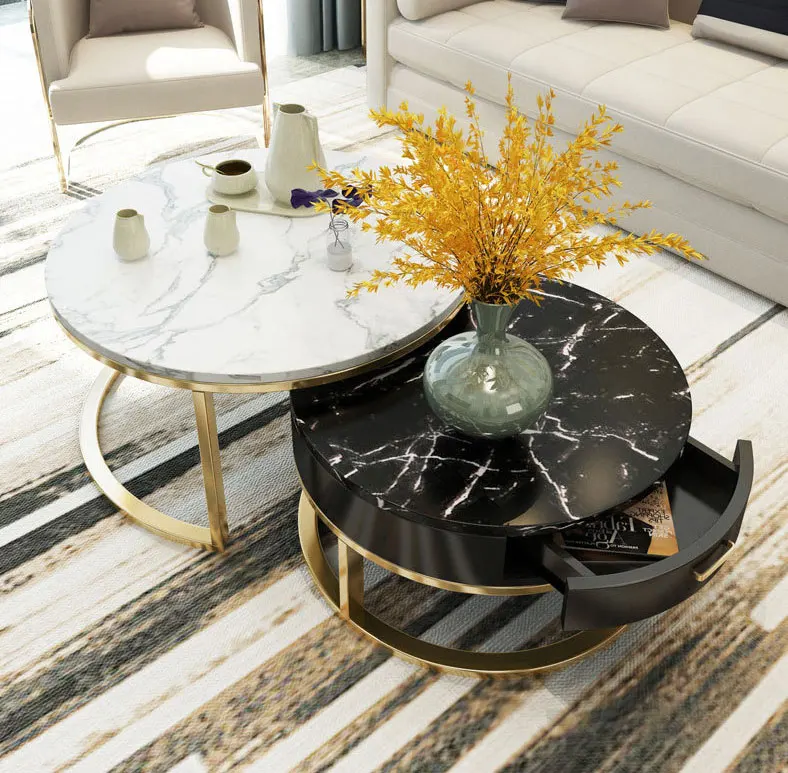 Balcony leisuressmall apartment round marble coffee tea table living room center table