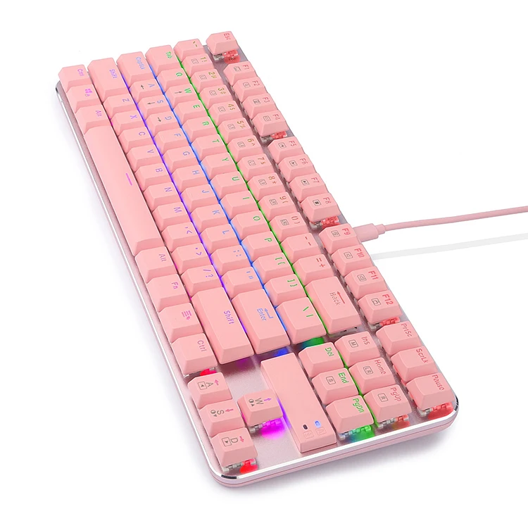 Custom Girl Gaming Game Keyboards Pink Wired 80% Slim Mechanical Keyboard LED RGB Gaming Mechanical Keyboard