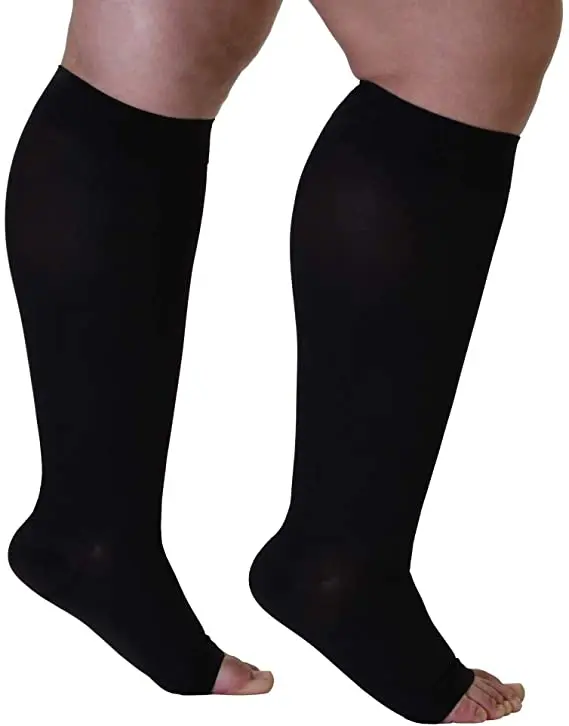 Plus Size Comfortable Pressure Running Sport Plain Performance Design medical Nurse Compression Socks 20-30 mmhg