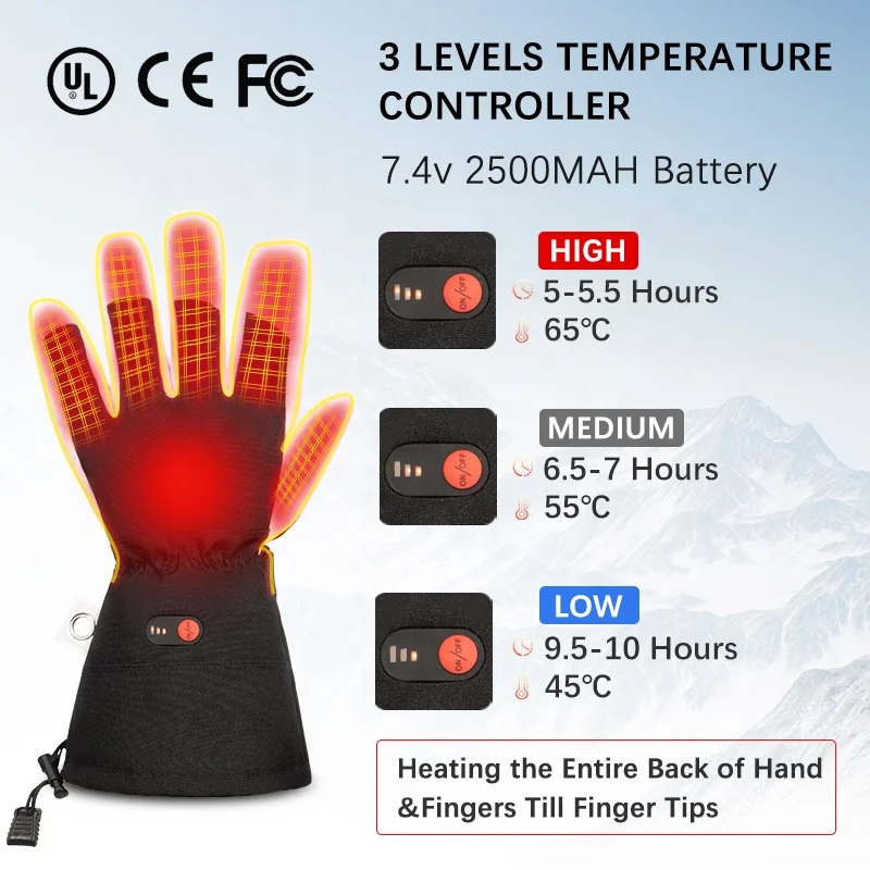 High quality Waterproof Winter Sports Motorcycle Ski Snow Handcuffs Gloves Mitten Warmer Heated Insulated Glove For Men Women