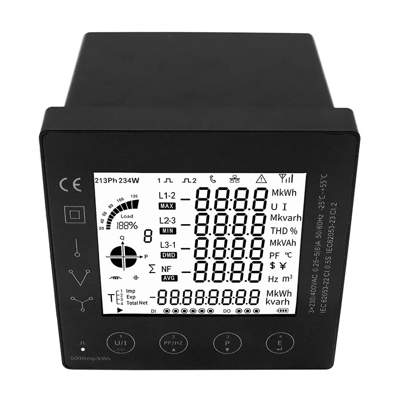 96*96 мм RS485 Modbus RTU с трансформатором тока 5A CT Connect многофункциональная Панель питания 3-фазный счетчик энергии Smart Multi-Rat