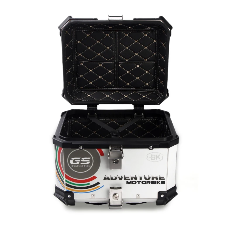 55L Large Size High Quality Metal Saddle Scooter Trunk Luggage Alloy Bracket Box Bandage Rope Motorcycle Top Case Aluminum