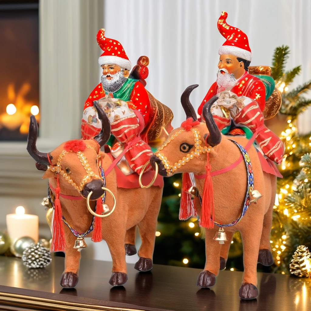 Holiday Ornament Yak Model Plush Fur Crafts with Animal Simulated Features Display Props Christmas Cow  Gifts for Festive Decor