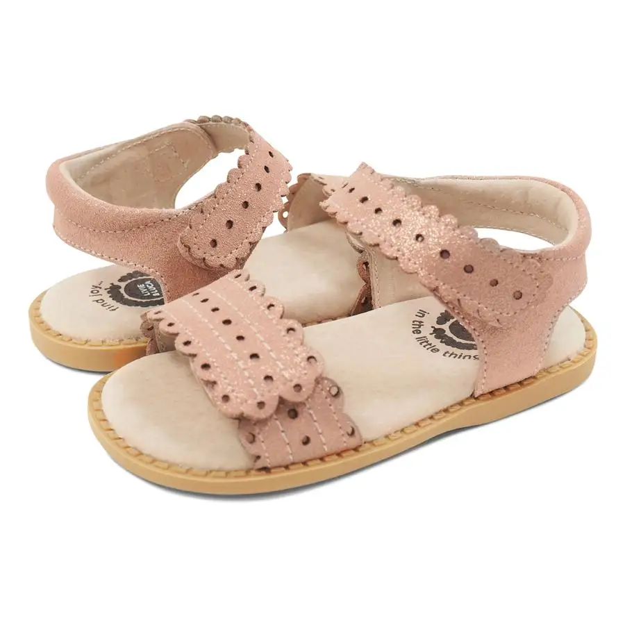 Livie and Luca Cute Foot High Quality Genuine Leather Dress Casual Cute Print Slipper Sandal for Baby Toddler Youth Girl 2022