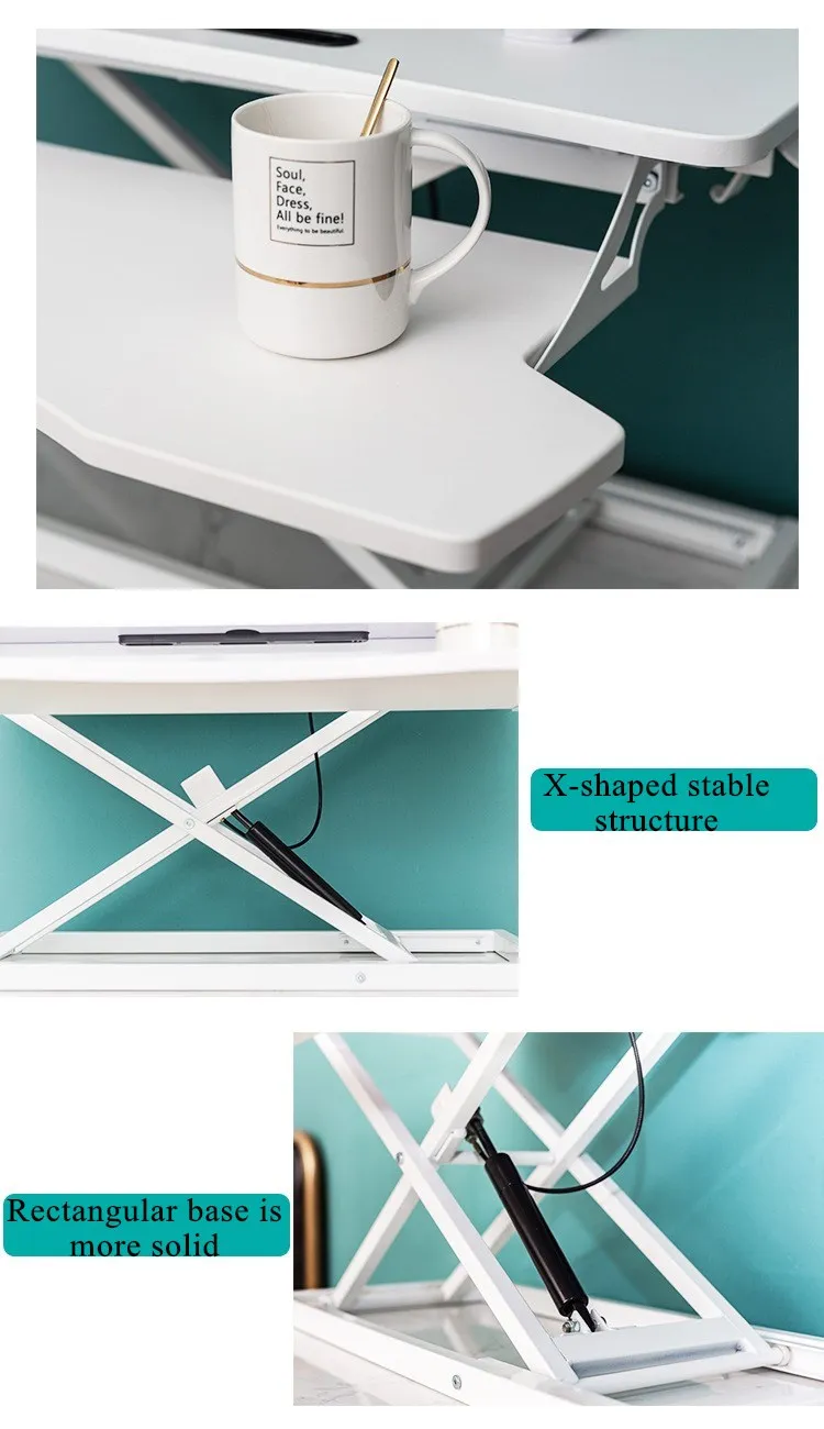 Foldable Height Adjustable standing desk on desktop
