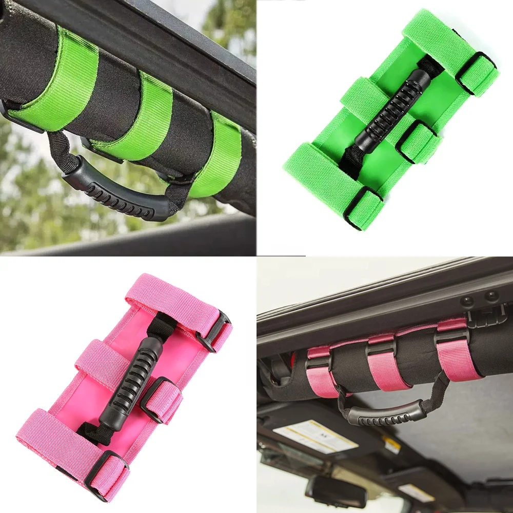2 Pack Grab Handles for Off Road Trunk Roll Bar Grab Handles for YJ CJ TJ JK JKU JL JLU With 3 Straps