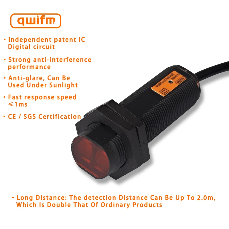 Factory Price Retroreflective Type NPN/NO 200cm Photoelectric Switch