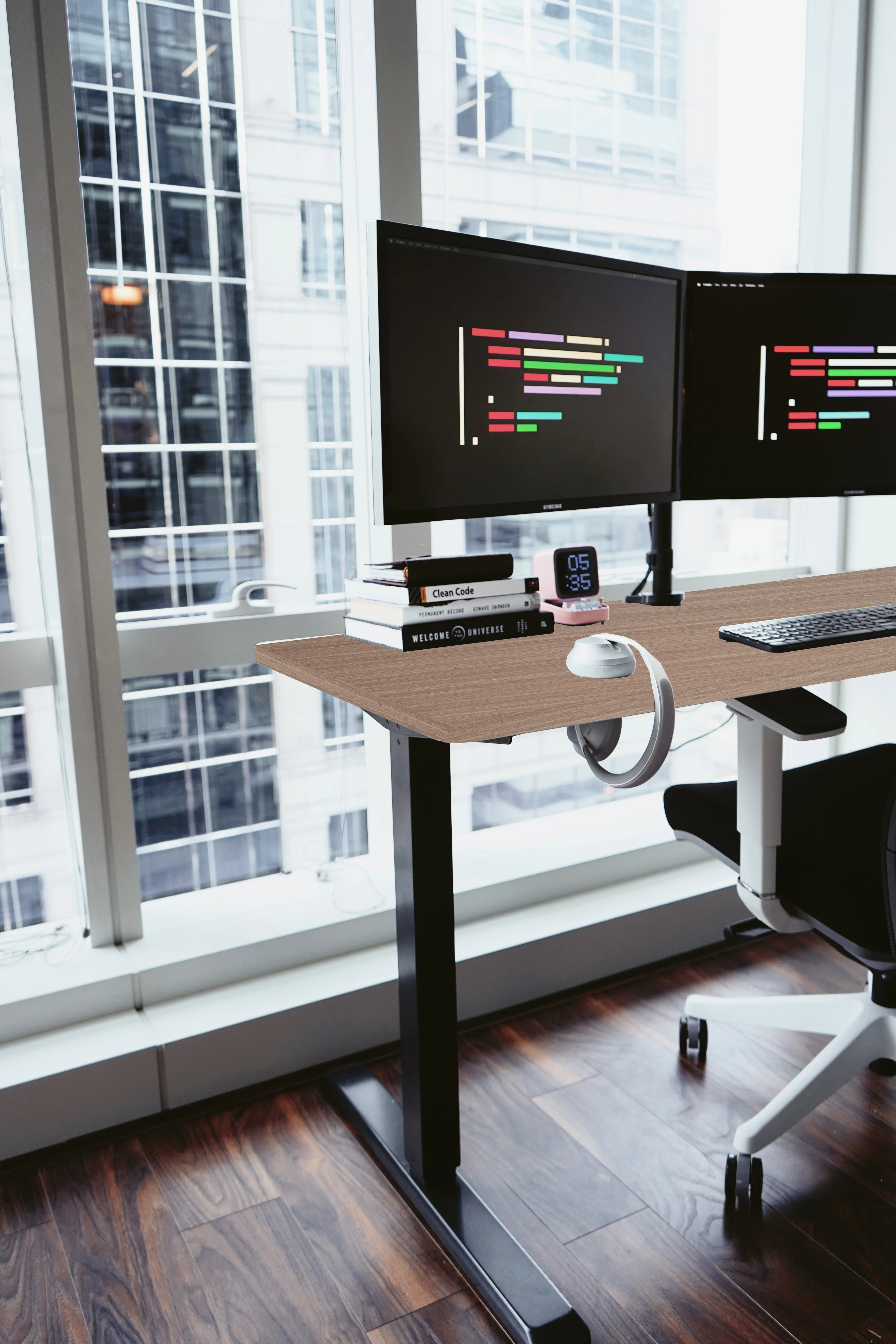 Height Adjustable Office Standing Desk 48*30 Inch Curved Table Tops