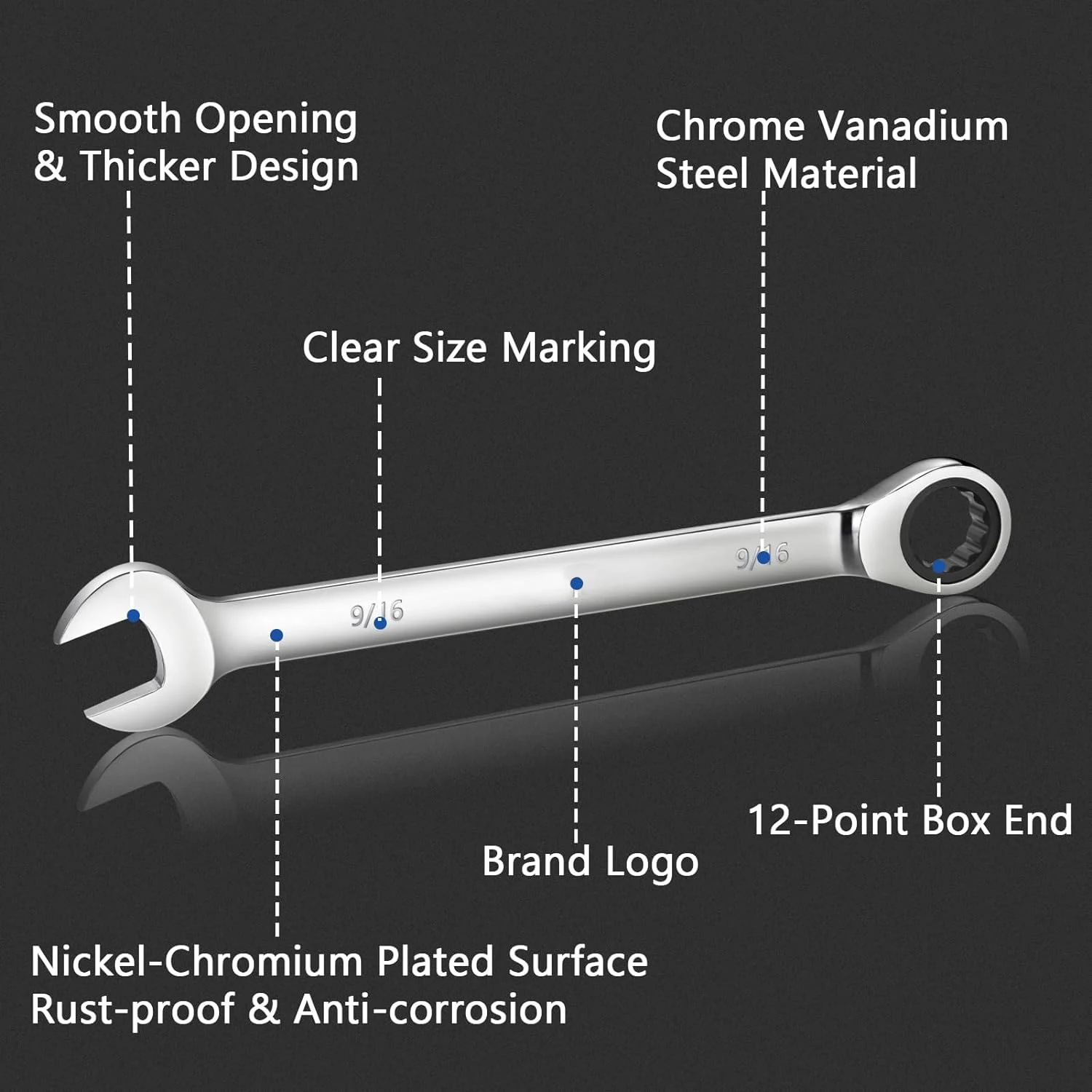 factory wholesale 40 cr-v hardware tools high quality double open combination spanner wrench combination ratchet wrench set