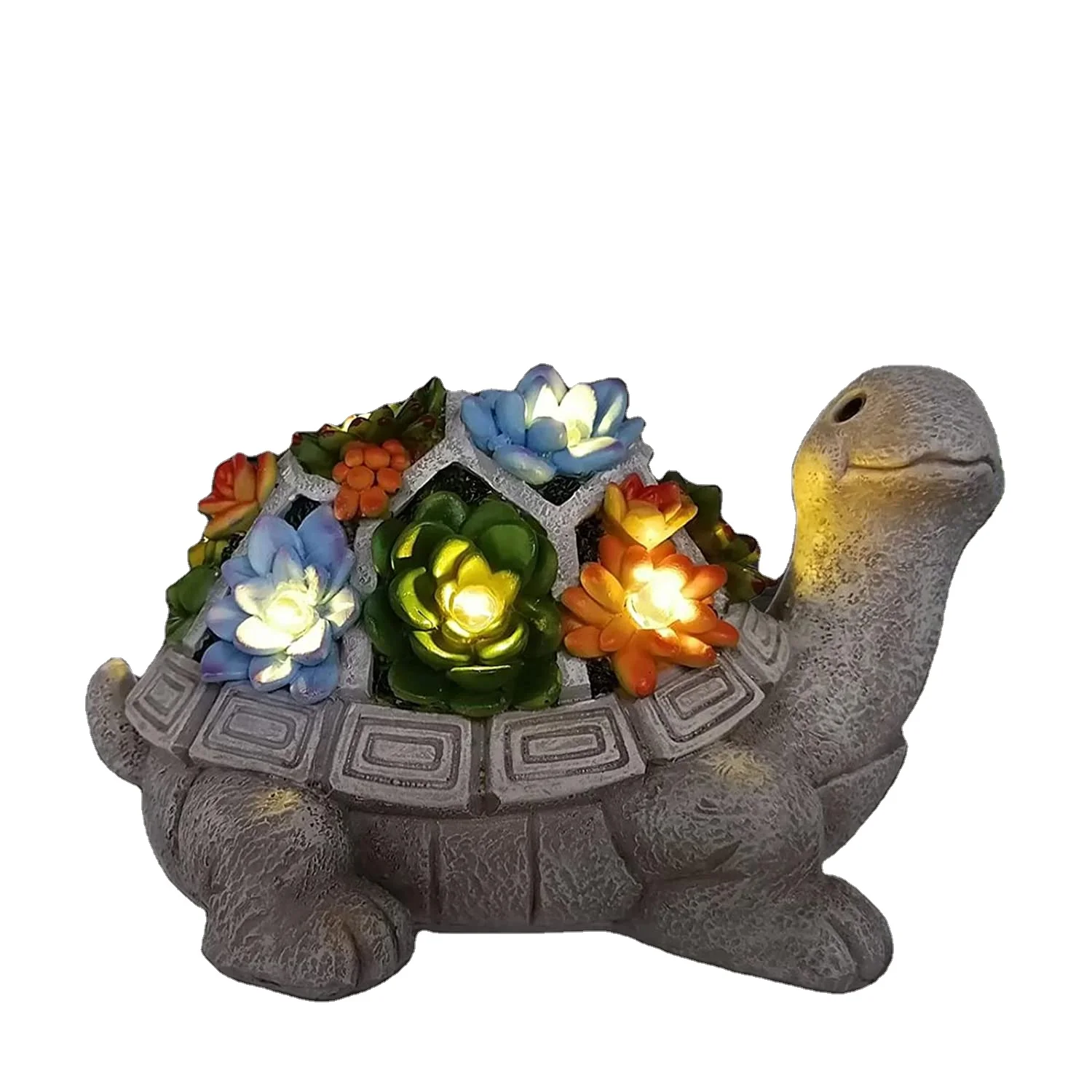 Solar Garden Statue Turtle Figurine with Succulent Outdoor Lawn Decor Garden Tortoise Statue for Patio Balcony Yard
