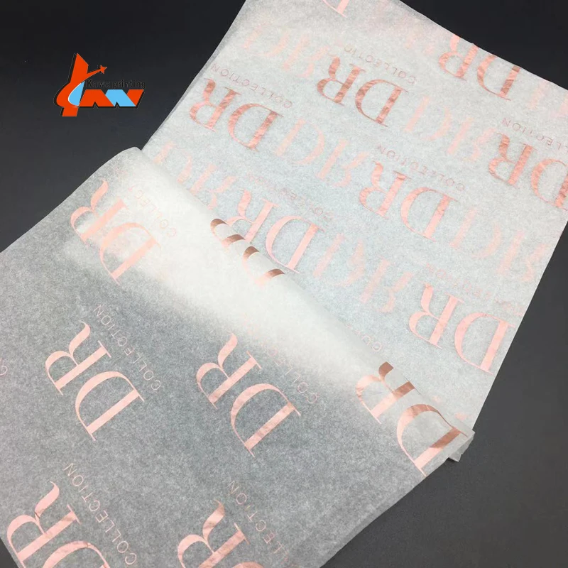 Rose gold custom logo printed design paper silk branded tissue gift wrapping paper for packaging