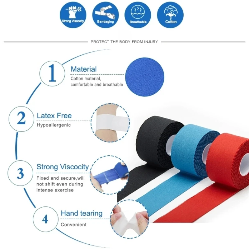 Custom Print your Logo Rigid Cotton Athletic Sports Tape MMA Grappling Gym Boxing tape