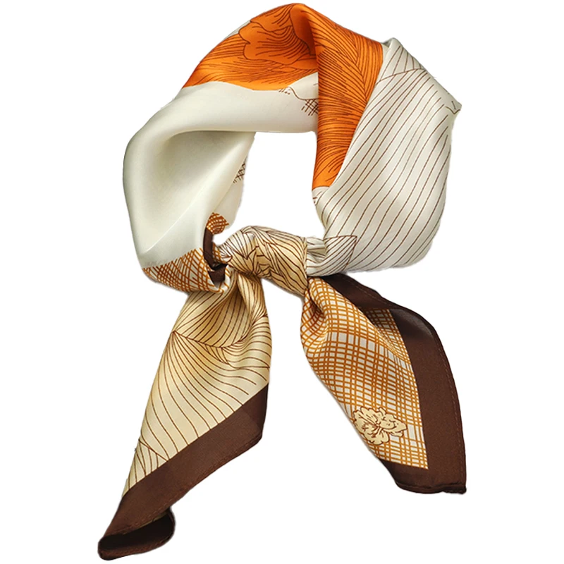 Soft Packing neckerchief new silk satin scarves  ladies green mongolia 70*70cm neckerchief Geometric green