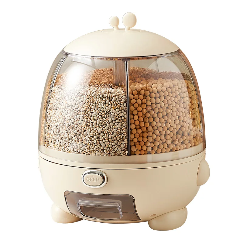 Best Sell 5-Grid Large Capacity Dry Silo Cereal Containers Food Storage Container Rotating Grain Cereal Rice Dispenser