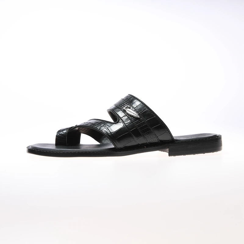 Men new styles men casual leather trending custom made leather slippers for men