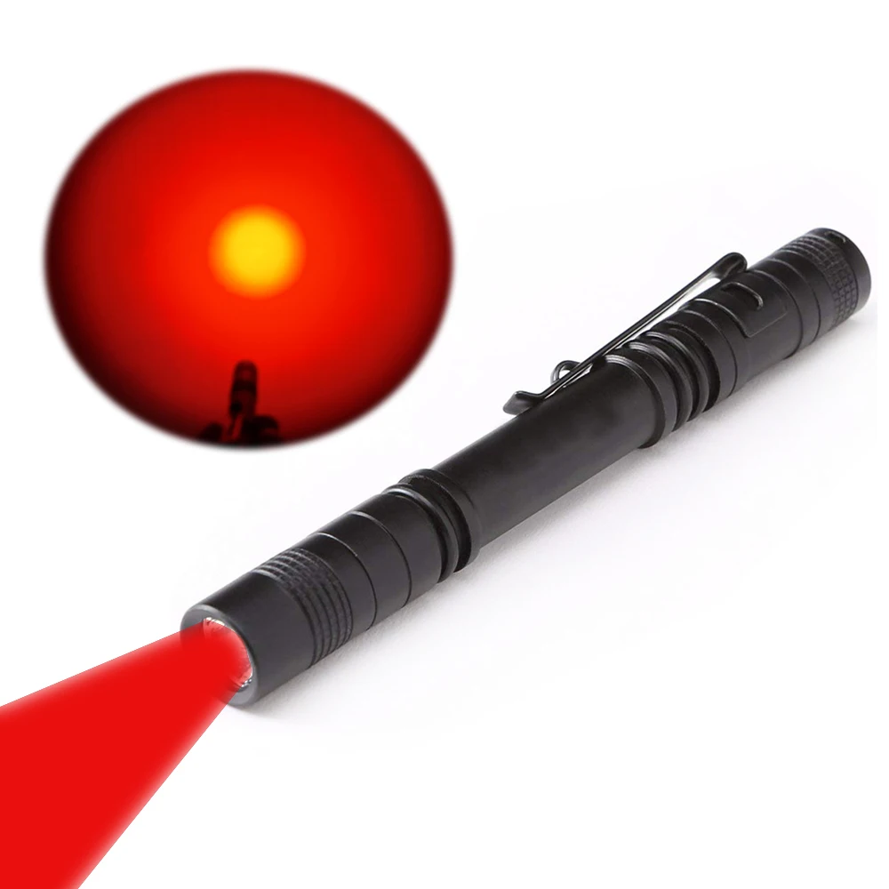 Red Light Pen Type Aviation Night Vision Red Ray LED Lamp Flashlight